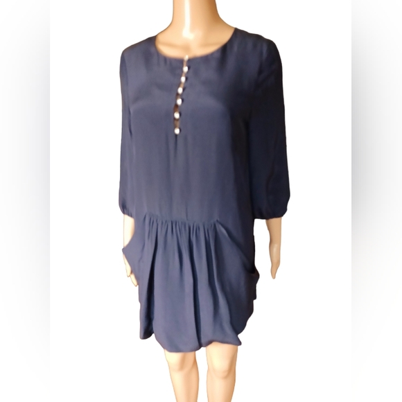 Marni Indigo Blue Silk Swing Tunic Dress Size 4 - Picture 6 of 8
